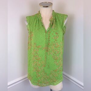 RACHEL ZOE Sleeveless Lime Green, Orange & Gold Lightweight Summer Top | Size S